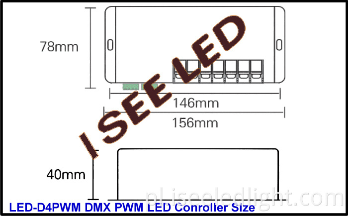 4CH PWM DMX Controller Wymiar 4CH PWM DMX LED Controller dimension